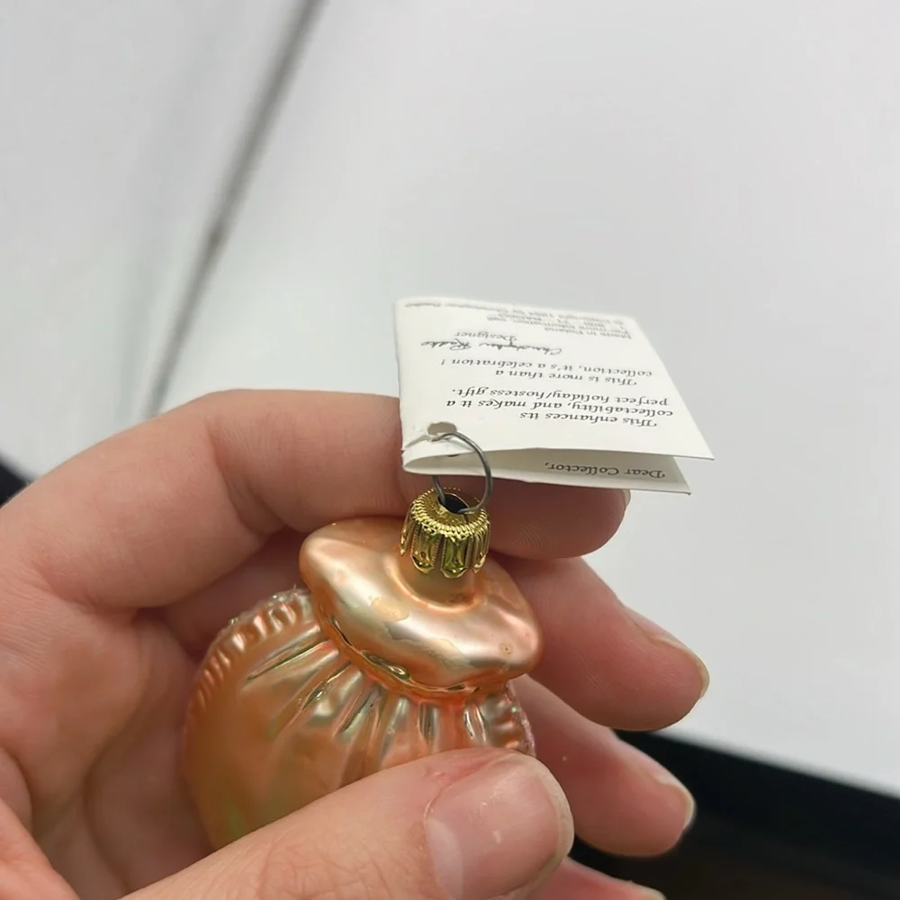 Rare Christopher Radko Glass Ornament Collectible Pompadour Purse Bag Flowers